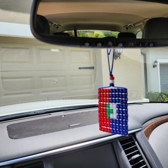 Haiti Country Flag Car Danglers, Rearview Mirror Flag 2.5" x 3". Car Accessory. - Picture 4 of 7